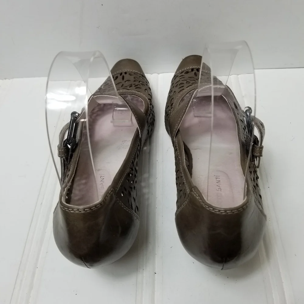 Roberto Santi Mary Jane Heels 38 8 Perforated Leather Square Toe Low Heel Shoes
